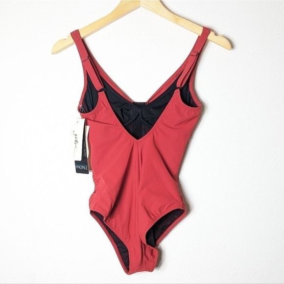 Gottex Red One Piece Swim Suit Ruched Studded Maillot size 6 NWT - Picture 4 of 12
